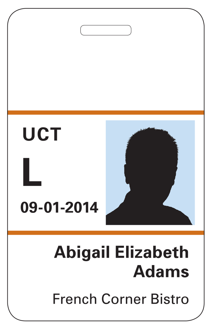 Non-UTHealth Tenant badge example with Burnt Orange lines instead of color block Image