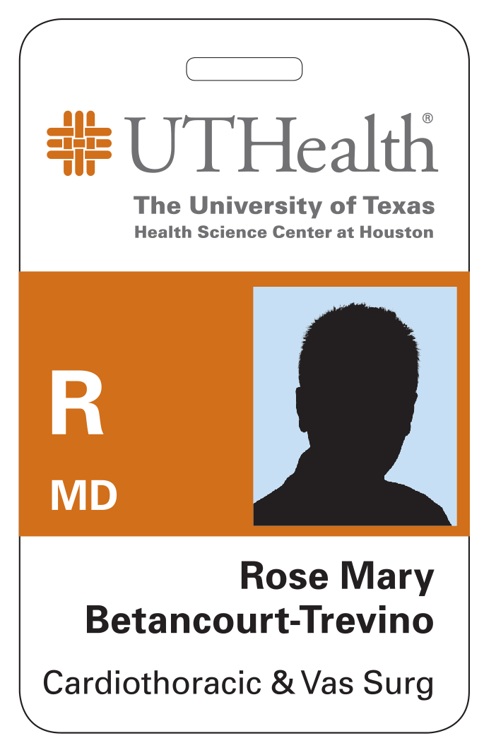 UTHealth Resident with credentials badge example in Burnt Orange Image