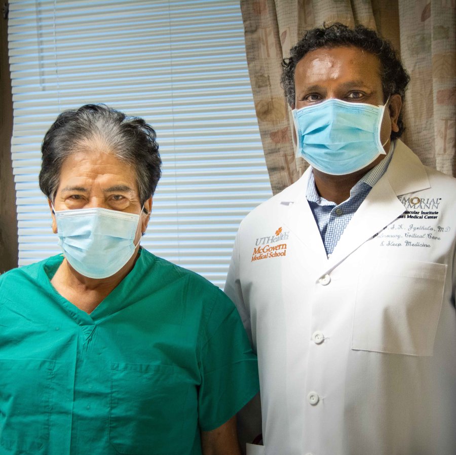 Francisco Medellin (left) underwent a double-lung transplant and was a participant of the study led by Soma S.K. Jyothula, MD, (right).