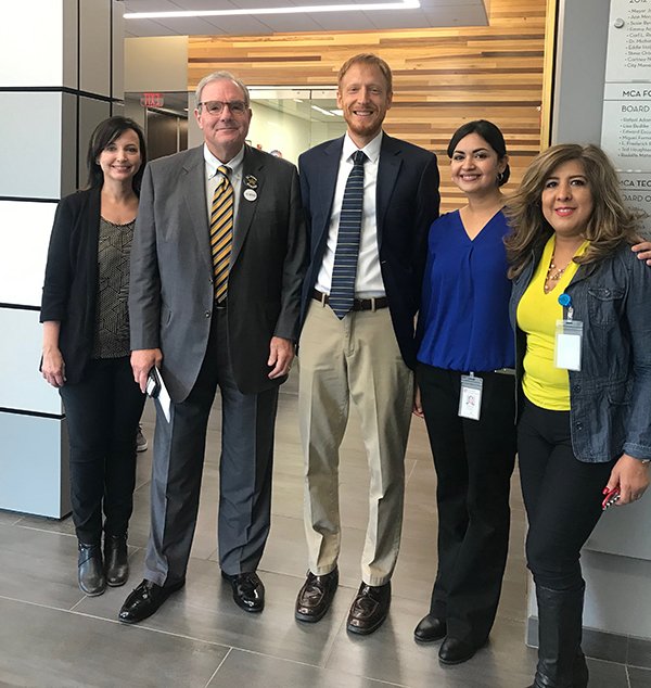 UTHealth announced it would be part of the Texas Communities Count initiative to support a complete 2020 Census count. (L to R: Kristina Mena, PhD; El Paso Mayor Dee Margo; Louis Brown, PhD; Denise Vasquez, MPH; and Sylvia Hernando. Photo by UTHealth).