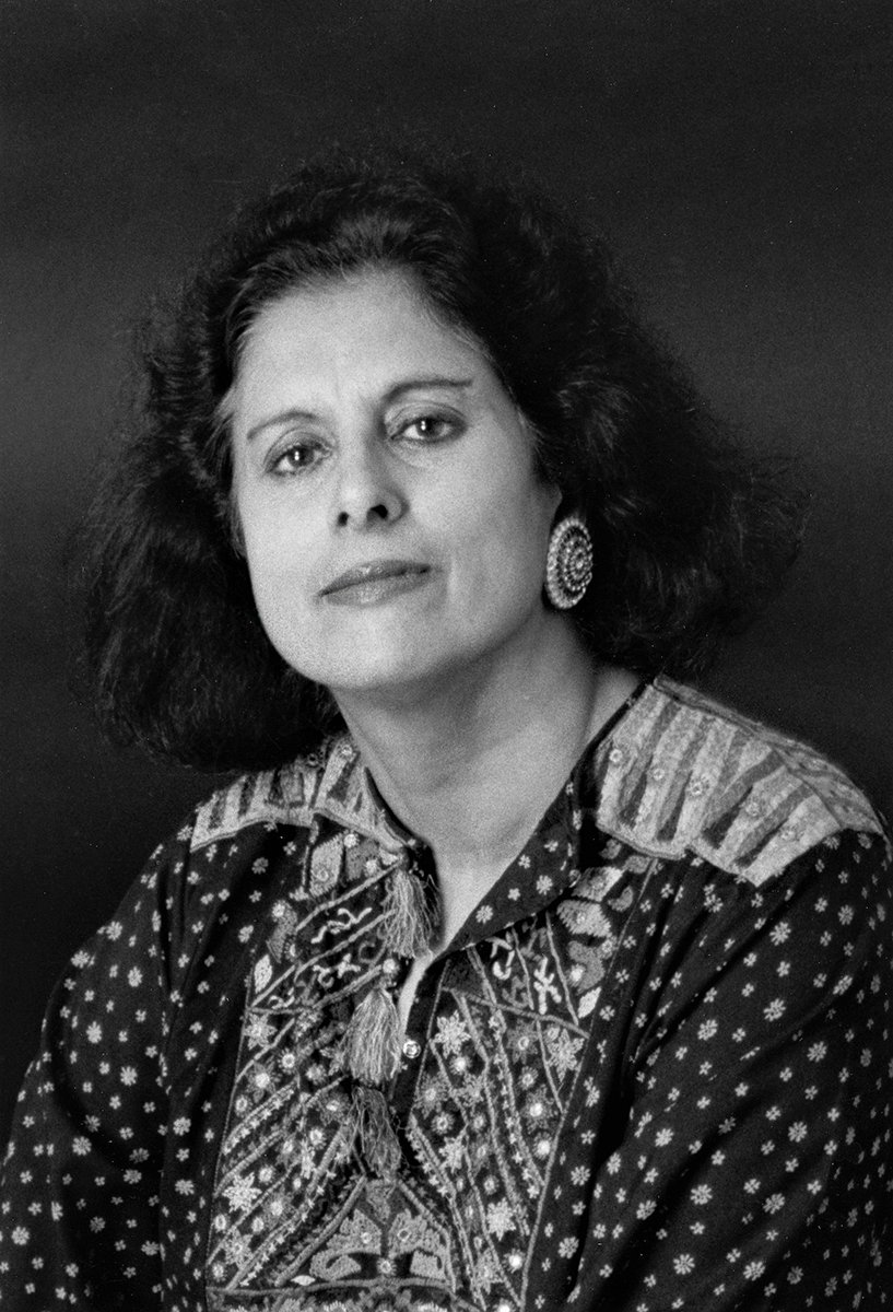 A black and white portrait of Asha Kapadia, PhD taken in the 1980s