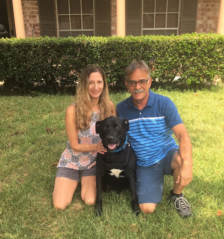 Photo of Patricia Miata, her husband John, and their dog Diesel posing for a photo after Patricia's inspirational recovery from stroke. (Photo credit: John Miata)
