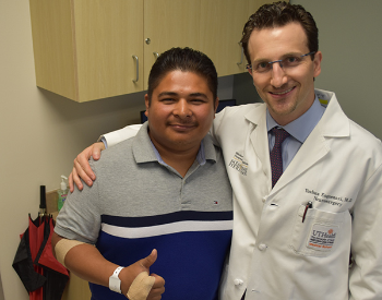 Photo of Dimas Martinez, who is free of seizures and working, following a surgical procedure performed by UTHealth’s Yoshua Esquenazi, MD.