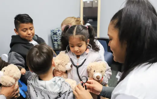 Young children visited the teddy bear clinic at UTHealth Houston Cares and took home their newest stuffed friend. (Photo by Kacie Fromhart, UT Physicians)