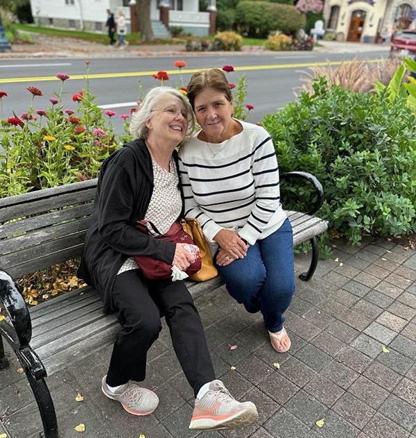 Ruth, pictured on the right during a recent trip to Michigan, is now able to move easily and enjoy the outdoors. (Photo provided by Ruth Bischoff)