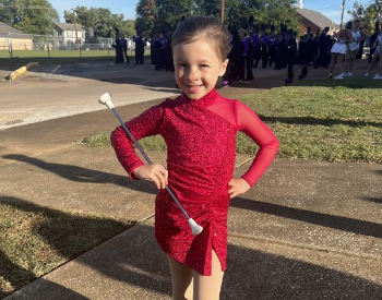 Today, 6-year-old Kinsley Westbrook (pictured) is maximizing the use of her left hand as a member of her school's baton-twirling team. (Photo provided by Jenny Westbrook)