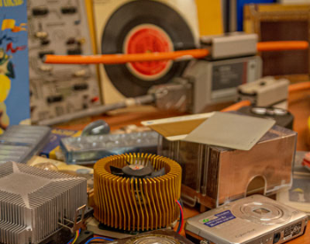 Photo of various tech gadgets in Derek Drawhorn's office (Photo by Nathan Jeter/UTHealth Houston)
