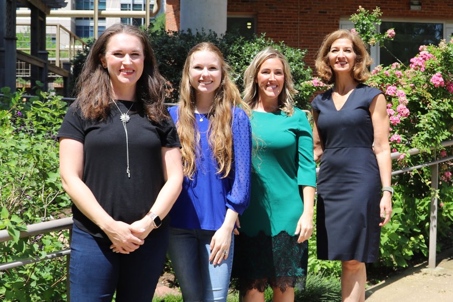 Several Cizik School of Nursing honorees pose for a picture. From left to right: Jessica Gomez, PhD candidate; Cassandra Twinning, BSN student; Kelli Galle, MSN, RN; and Deniz Dishman, PhD, DNAP. (Photo by Sherri Green/UTHealth Houston)