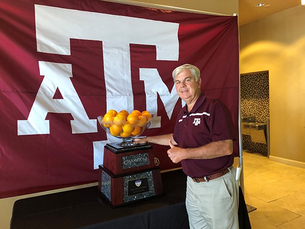 Photo of Gary Pearson attending the Orange Bowl Championship Trophy presentation to Texas A&M University in January 2021. Pearson is excited to once again be able enjoy his extremely active life. (Photo courtesy of Gary Pearson)