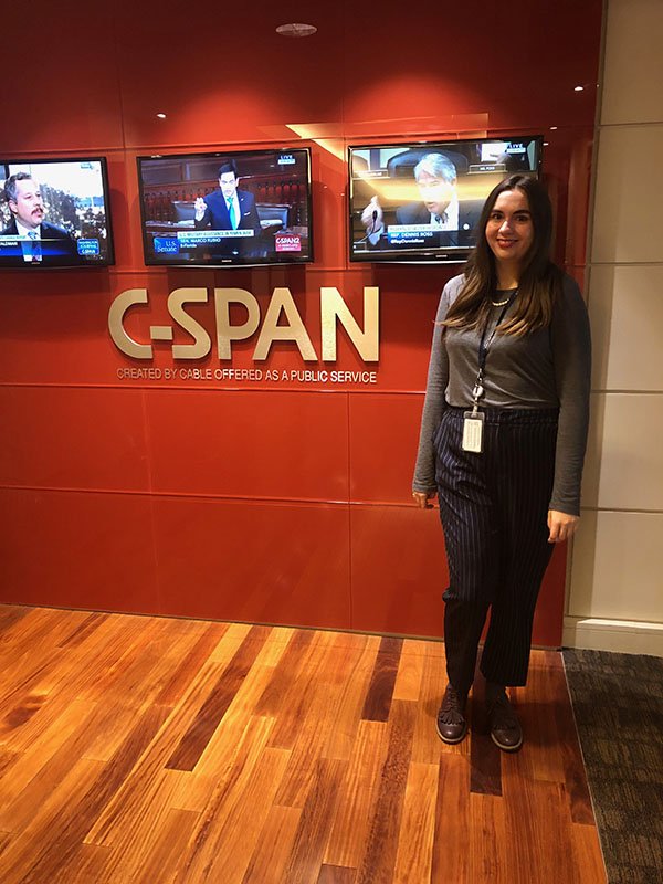 Picture of Caroline Love during her internship with C-SPAN while in college. (Photo courtesy of Caroline Love)