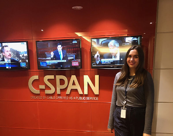 Picture of Caroline Love during her internship with C-SPAN while in college. (Photo courtesy of Caroline Love)