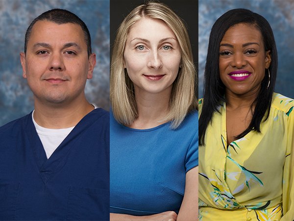 From left to right: Daniel Arellano, PhD, RN; Maja Djukic, PhD, RN; and Kelly Kearney, DNP, RN, reflect on the most challenging year of their careers.