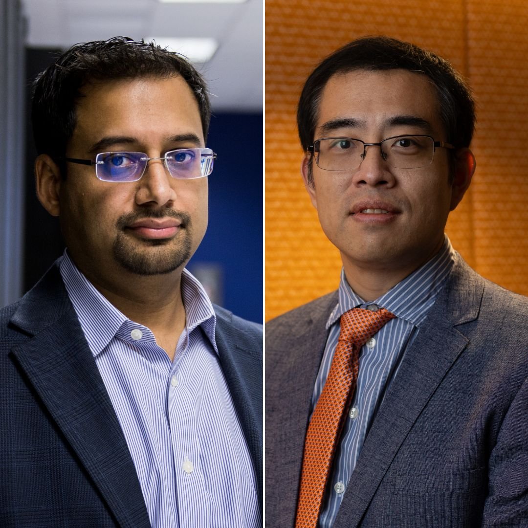 Muhammad Walji, PhD, (left) will chair the Department of Clinical and Health Informatics and Xiaoqian Jiang, PhD, (right) will chair the Department of Health Data Science and Artificial Intelligence at McWilliams School of Biomedical Informatics.