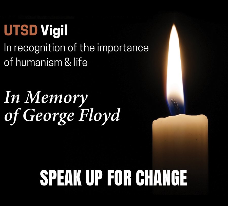 UTSD’s Council on Diversity, Inclusion, and Wellness held a virtual vigil in memory of George Floyd on June 5.