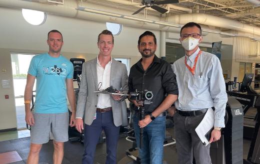A trial led by Gregory Knell, PhD, second from left, is analyzing the effects of different treatments on recovery from a sport-related concussion. (Photo by Angela Douglas / UTHealth Houston)