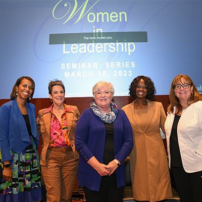 The five speakers at the Women in Leadership Series. (Photo by Dwight C. Andrews/UTHealth Houston)