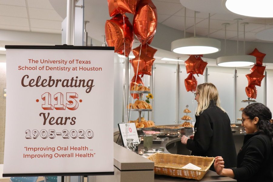 The school of dentistry's Celebrating 115 Years event was held in the fourth-floor Alumni Circle, where donuts and coffee were on display.
