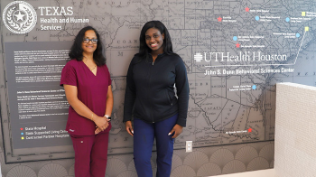 Idalia Viard, BSN, RN, right, was in the first group of nursing students to perform clinical rotation at the nation's largest academic psychiatric hospital campus. (Photo by UTHealth Houston)