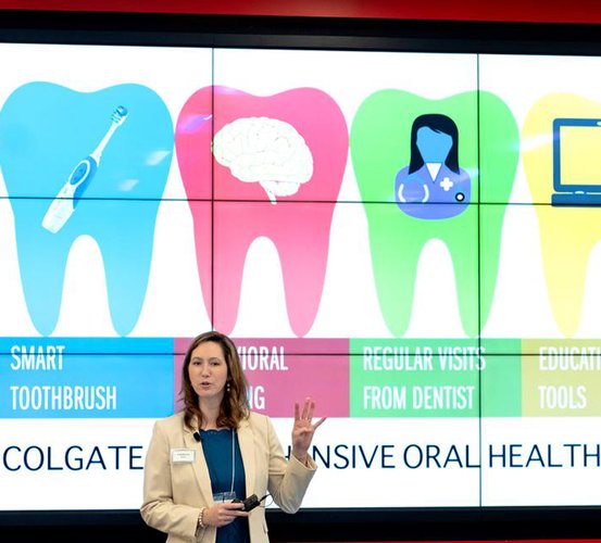 Dr. Cameron Jeter shared how she's combining her expertise in neurological disorders with dentistry to help individuals with parkinsonism, like her father, Randy Fahrenholtz, MD, MPH, at the inaugural Colgate Clinical Research Day.