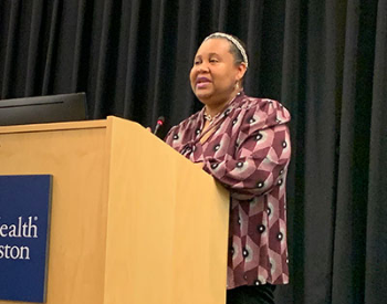 LaShawn Pursley-Huey, DNP, RN, delivers her presentation at the 2023 UCSC workshop on July 14. (Photo by Kenny Bybee)