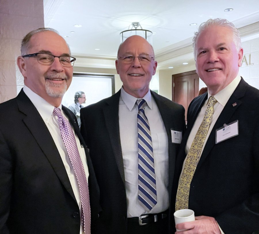 Dean John A. Valenza, DDS ’81 (left); Ralph A. Cooley, DDS, assistant dean for assistant dean for admissions and student services; and alumnus R. Lee Clitheroe, DDS, ’85, at TDA Legislative Day 2023 in Austin.