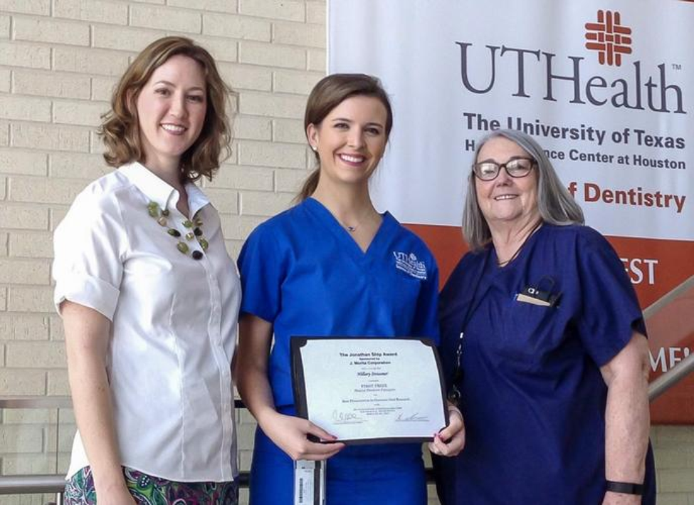 Dr. Hillary Strassner (center) won the Jonathan Ship Award in 2017. Also pictured: Drs. Cameron Jeter and June Sadowsky.