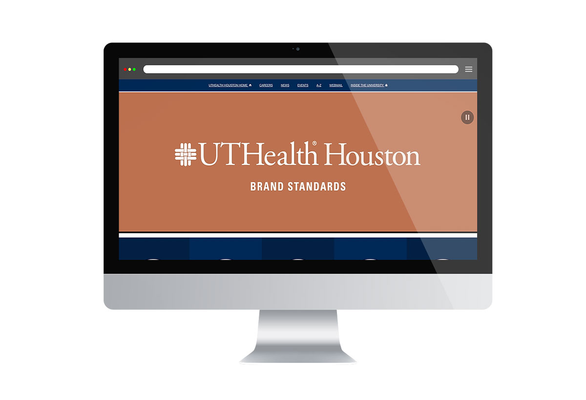 UTHealth Houston Brand Standards page on a computer screen