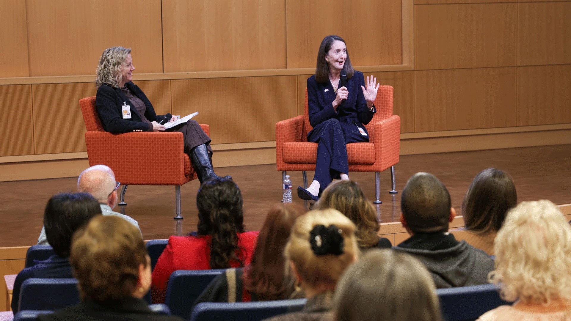 UTHealth Houston President and Alkek-Williams Distinguished Chair Melina Kibbe speaking to an audience.