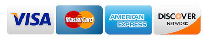 Visa, MasterCard, American Express, and Discover Card logos